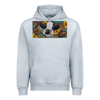 Heather Grey Baby cow with sunflower and leopard Urban Hoodie - RanaPortraitStore