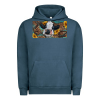 Pigment Midnight Navy Baby cow with sunflower and leopard Urban Hoodie - RanaPortraitStore