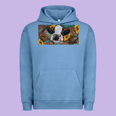 Urban Hoodie Baby cow with sunflower and leopard