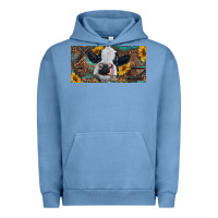 Pigment Pebble Blue Baby cow with sunflower and leopard Urban Hoodie - RanaPortraitStore