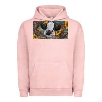 Pigment Salmon Baby cow with sunflower and leopard Urban Hoodie - RanaPortraitStore
