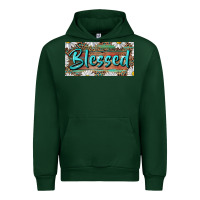 Forest Green Blessed With Daisy And Leopard Urban Hoodie - RanaPortraitStore