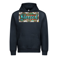 Navy Blessed With Daisy And Leopard Urban Hoodie - RanaPortraitStore