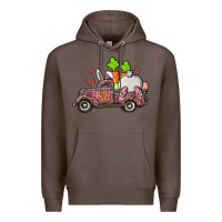 Coffee happy easter pink truck with bunny Premium Hoodie - RanaPortraitStore