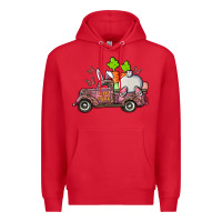 Red happy easter pink truck with bunny Premium Hoodie - RanaPortraitStore