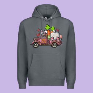 Happy Easter Pink Truck With Bunny Premium Hoodie Designed By Ranaportraitstore