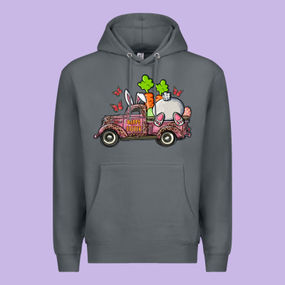 Happy Easter Pink Truck With Bunny Premium Hoodie Designed By Ranaportraitstore