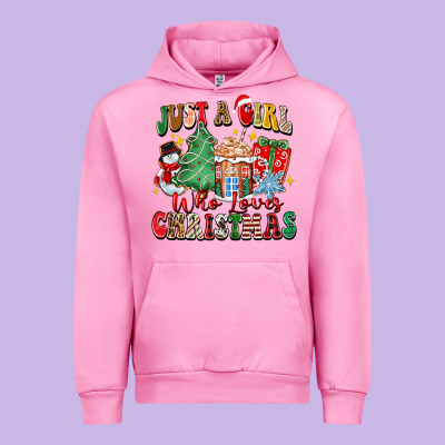 Just A Girl Who Loves Christmas Urban Hoodie Designed By Zillion Design Studio