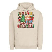 Pigment French Oak just a girl who loves christmas Urban Hoodie - Zillion Design Studio