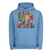 Pigment Pebble Blue just a girl who loves christmas Urban Hoodie - Zillion Design Studio