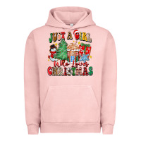 Pigment Salmon just a girl who loves christmas Urban Hoodie - Zillion Design Studio