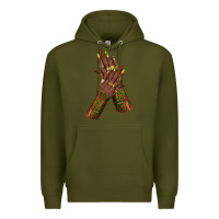 Army Green juneteenth nail art with afro hand Premium Hoodie - texasbilliewilder