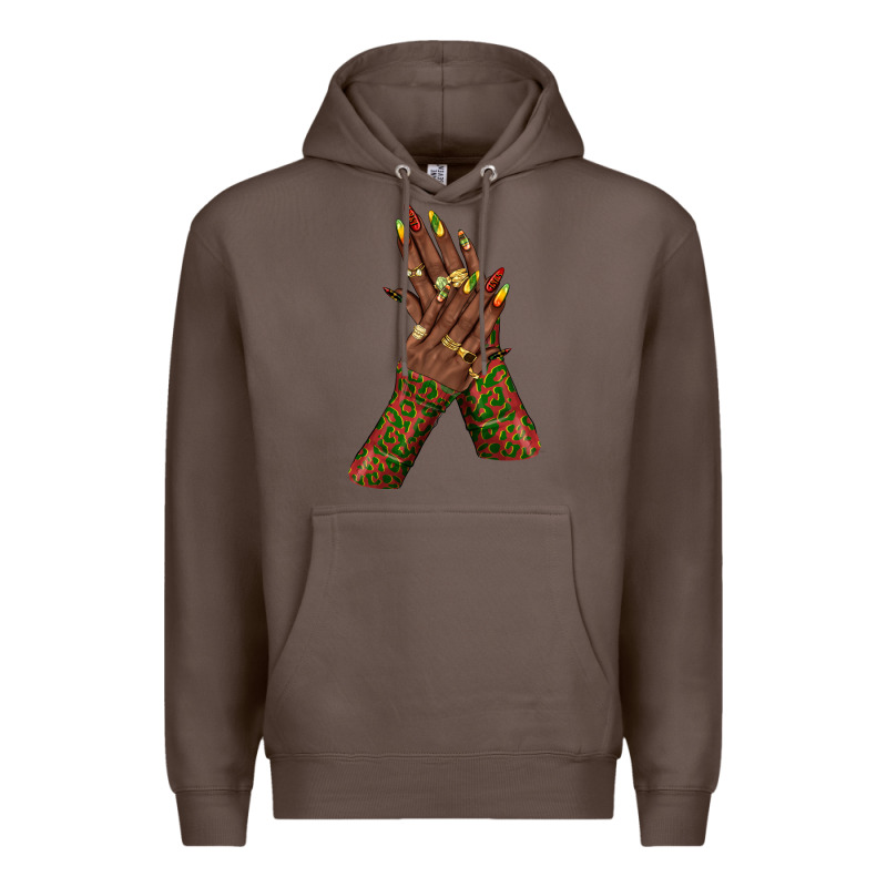 Juneteenth Nail Art With Afro Hand Premium Hoodie by texasbilliewilder | Teevron
