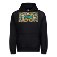 Black Blessed With Sunflower And Gemstone Urban Hoodie - RanaPortraitStore