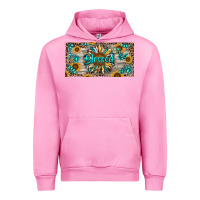 Fuchsia Pink Blessed With Sunflower And Gemstone Urban Hoodie - RanaPortraitStore