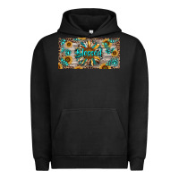 Pigment Black Blessed With Sunflower And Gemstone Urban Hoodie - RanaPortraitStore