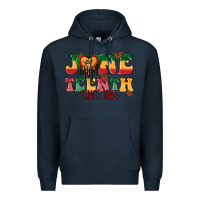 Navy juneteenth since 1865 with heart Premium Hoodie - texasbilliewilder