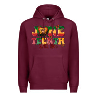 Burgundy juneteenth since 1865 with heart Premium Hoodie - texasbilliewilder