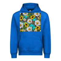 Cobalt Daisy and sunflower Urban Hoodie - RanaPortraitStore