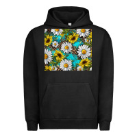Pigment Black Daisy and sunflower Urban Hoodie - RanaPortraitStore
