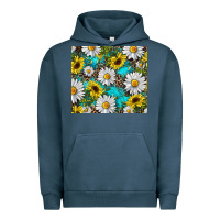 Pigment Midnight Navy Daisy and sunflower Urban Hoodie - RanaPortraitStore