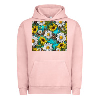 Pigment Salmon Daisy and sunflower Urban Hoodie - RanaPortraitStore