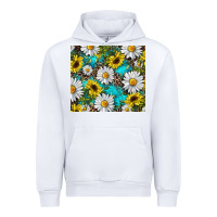 White Daisy and sunflower Urban Hoodie - RanaPortraitStore