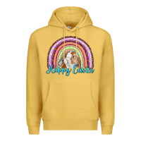 Antique Gold happy easter rainbow bunny Premium Hoodie - RanaPortraitStore