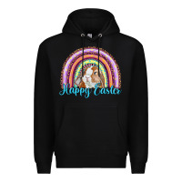 Black happy easter rainbow bunny Premium Hoodie - RanaPortraitStore