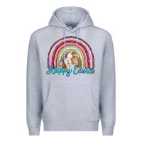Heather Grey happy easter rainbow bunny Premium Hoodie - RanaPortraitStore