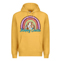 Mustard happy easter rainbow bunny Premium Hoodie - RanaPortraitStore