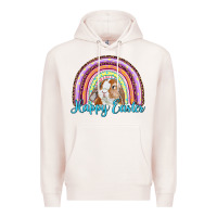 Pale Pink happy easter rainbow bunny Premium Hoodie - RanaPortraitStore