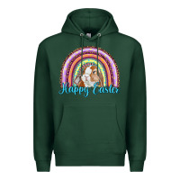 Sports Green happy easter rainbow bunny Premium Hoodie - RanaPortraitStore