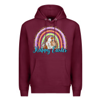 Burgundy happy easter rainbow bunny Premium Hoodie - RanaPortraitStore
