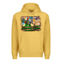 Antique Gold Happy easter rooster chicken and chick Premium Hoodie - RanaPortraitStore