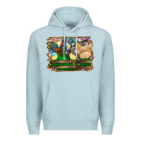 Blue Mist Happy easter rooster chicken and chick Premium Hoodie - RanaPortraitStore