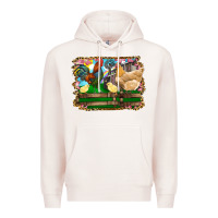Pale Pink Happy easter rooster chicken and chick Premium Hoodie - RanaPortraitStore