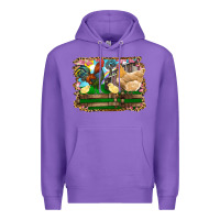 Purple Happy easter rooster chicken and chick Premium Hoodie - RanaPortraitStore