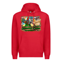 Red Happy easter rooster chicken and chick Premium Hoodie - RanaPortraitStore