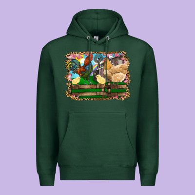 Happy Easter Rooster Chicken And Chick Premium Hoodie Designed By Ranaportraitstore