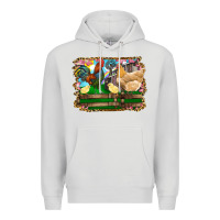 Dove Grey Happy easter rooster chicken and chick Premium Hoodie - RanaPortraitStore