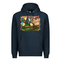 Navy Happy easter rooster chicken and chick Premium Hoodie - RanaPortraitStore