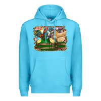 Ocean Blue Happy easter rooster chicken and chick Premium Hoodie - RanaPortraitStore