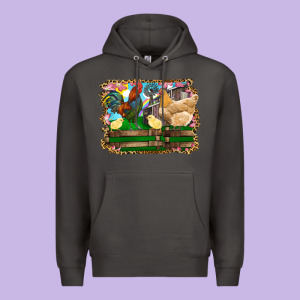 Happy Easter Rooster Chicken And Chick Premium Hoodie Designed By Ranaportraitstore