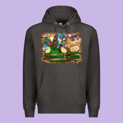 Happy Easter Rooster Chicken And Chick Premium Hoodie Designed By Ranaportraitstore