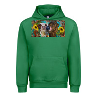 Emerald Heifers With Sunflowers And Leopard Urban Hoodie - RanaPortraitStore
