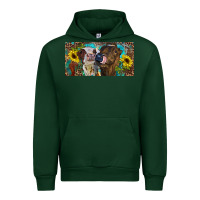 Forest Green Heifers With Sunflowers And Leopard Urban Hoodie - RanaPortraitStore