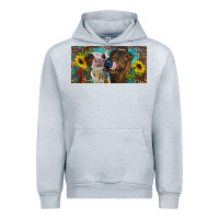 Heather Grey Heifers With Sunflowers And Leopard Urban Hoodie - RanaPortraitStore