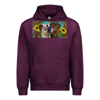 Mauve Wine Heifers With Sunflowers And Leopard Urban Hoodie - RanaPortraitStore
