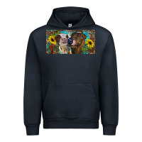 Navy Heifers With Sunflowers And Leopard Urban Hoodie - RanaPortraitStore